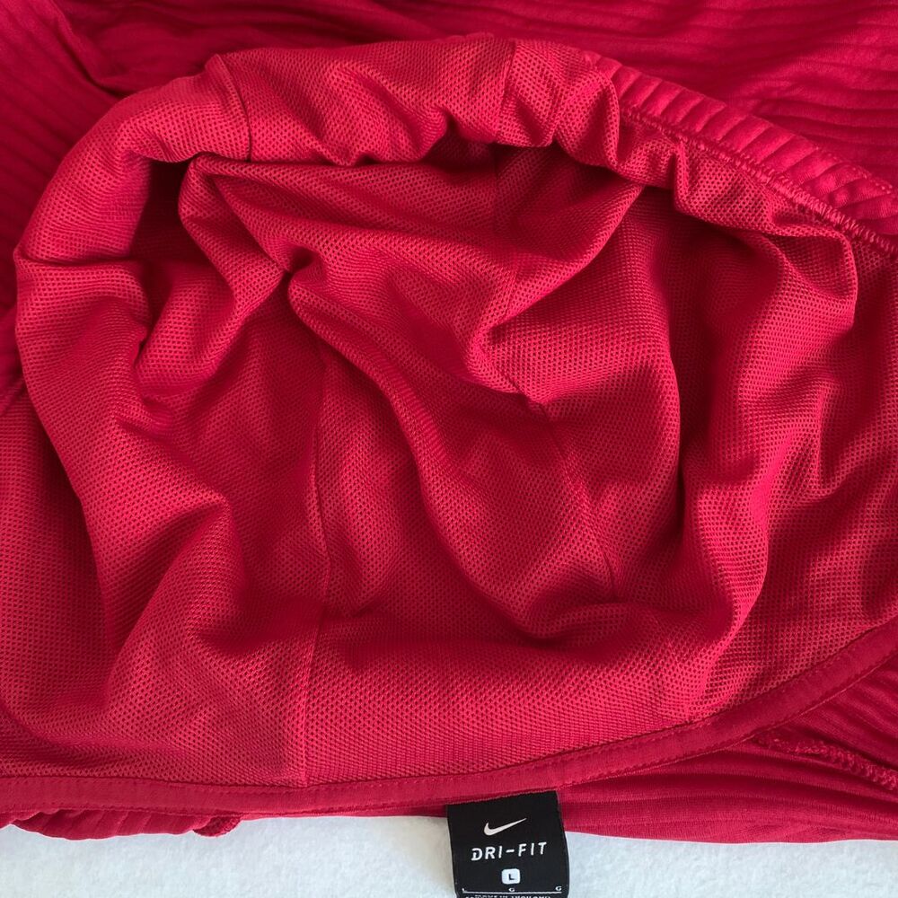 Nike Dri- Fit Full Zip Hoodie Size L Red Logo Sleeve & Back Hem - Picture 9 of 11